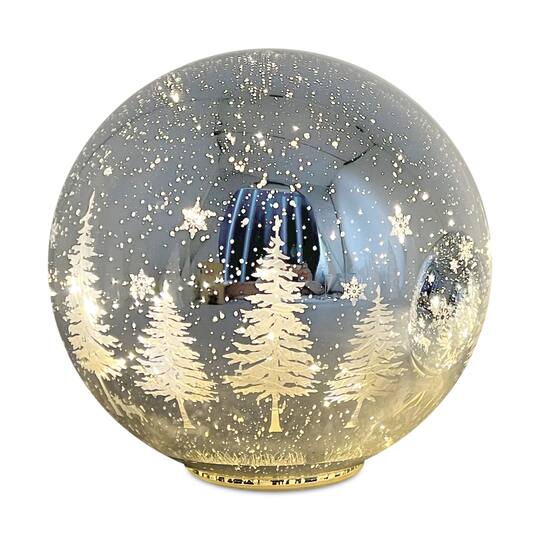 Melrose Snowy Etched Pine Tree Print LED Globe Set